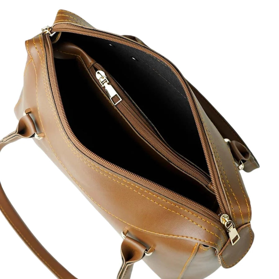 **Elegant Brown Women's Handbag – Classic Top Handle Shoulder Bag ...